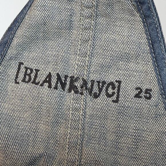 Blank NYC Distressed Frayed Denim Shortalls Size 25 Bibs Womens 100% Cotton Fun - Picture 8 of 10